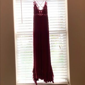Adella Maxi Slip Berry Red Lace Dress